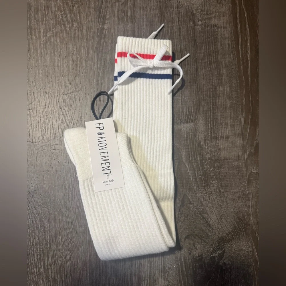 NWT Free People Movement Foul Shot Knee High Socks in White - Picture 4 of 6